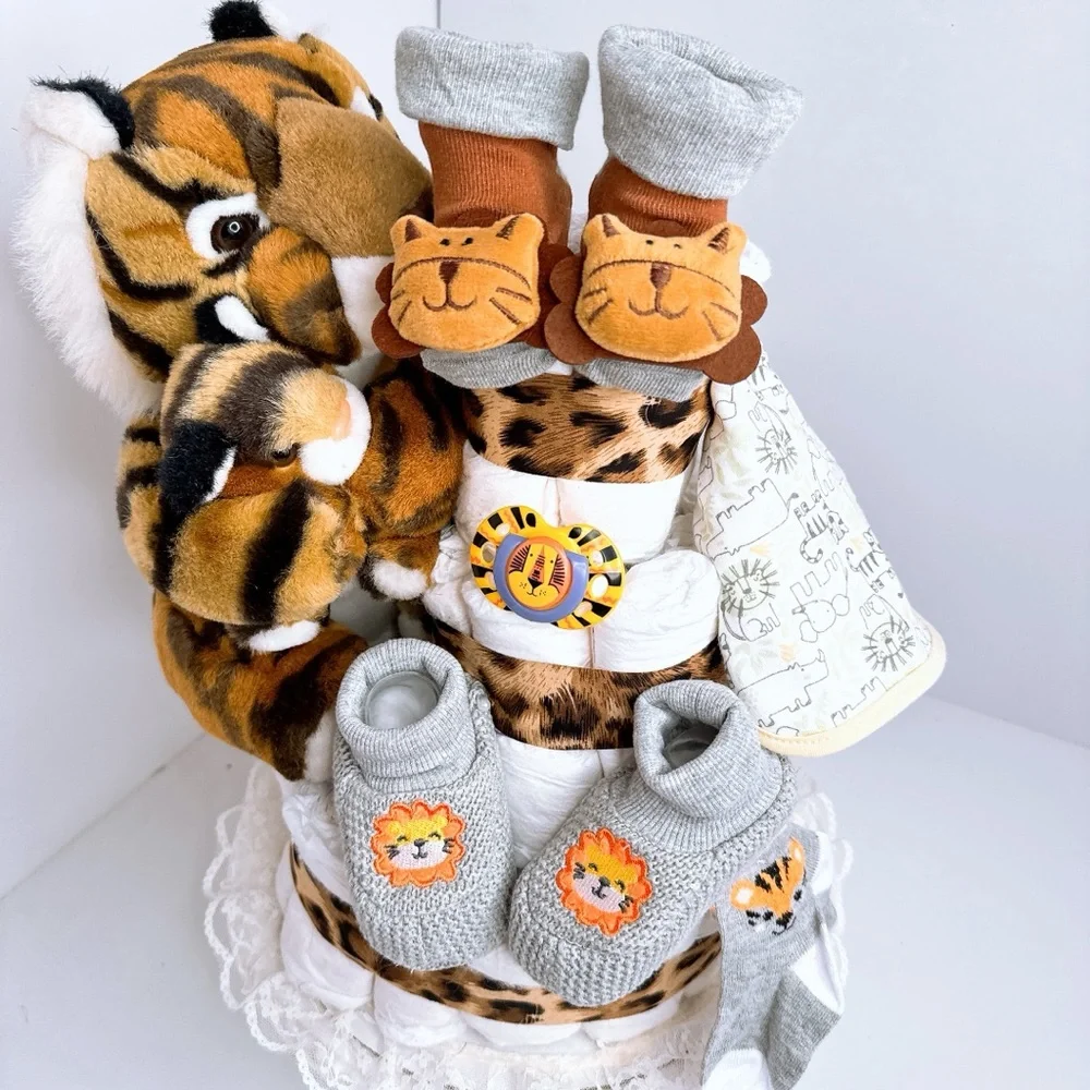 Tiger Diaper Cake, Safari Baby Shower